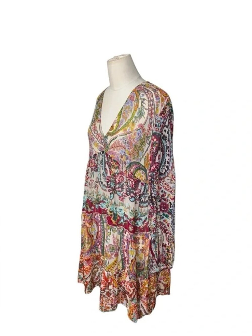 ZARA BOHO METALLIC THREAD PRINTED DRESS - Picture 7 of 10